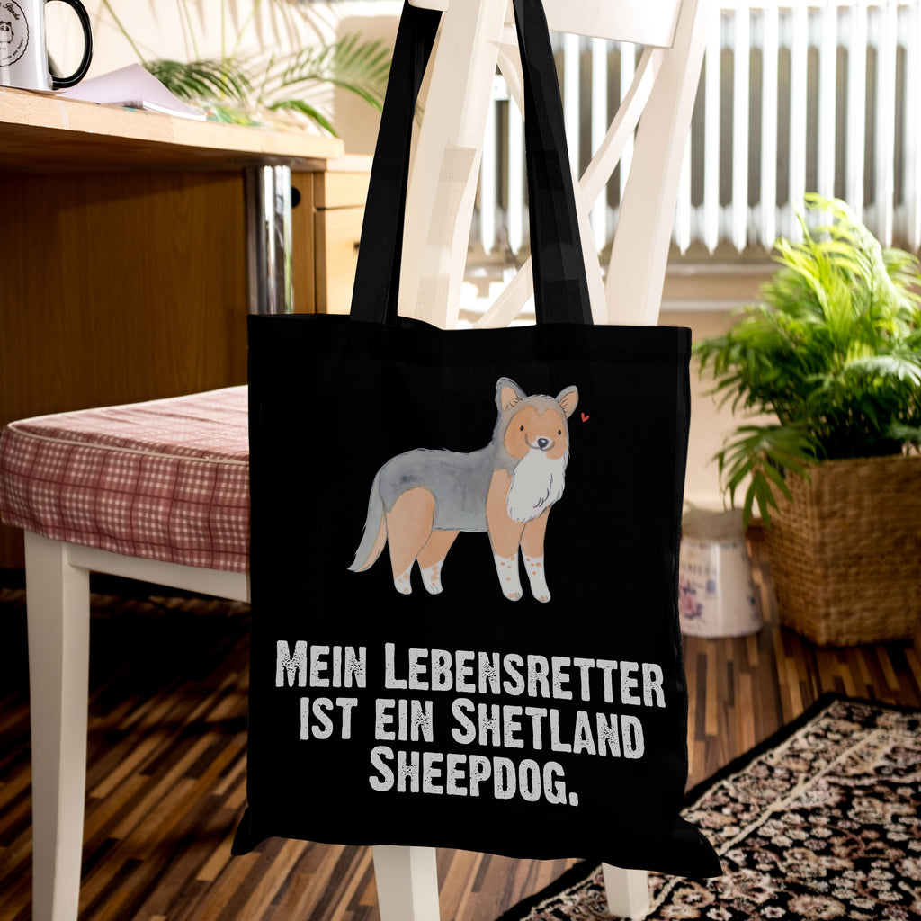 Tragetasche Shetland Sheepdog Lebensretter Beuteltasche, Beutel, Einkaufstasche, Jutebeutel, Stoffbeutel, Hund, Hunderasse, Rassehund, Hundebesitzer, Geschenk, Tierfreund, Schenken, Welpe, Shetland Sheepdog, Sheltie