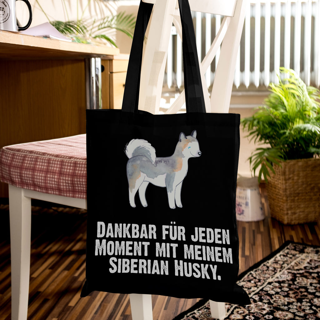 Tragetasche Siberian Husky Moment Beuteltasche, Beutel, Einkaufstasche, Jutebeutel, Stoffbeutel, Hund, Hunderasse, Rassehund, Hundebesitzer, Geschenk, Tierfreund, Schenken, Welpe, Siberian Husky