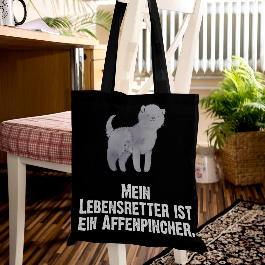 Tragetasche Affenpincher Lebensretter Beuteltasche, Beutel, Einkaufstasche, Jutebeutel, Stoffbeutel, Hund, Hunderasse, Rassehund, Hundebesitzer, Geschenk, Tierfreund, Schenken, Welpe, Affenpincher