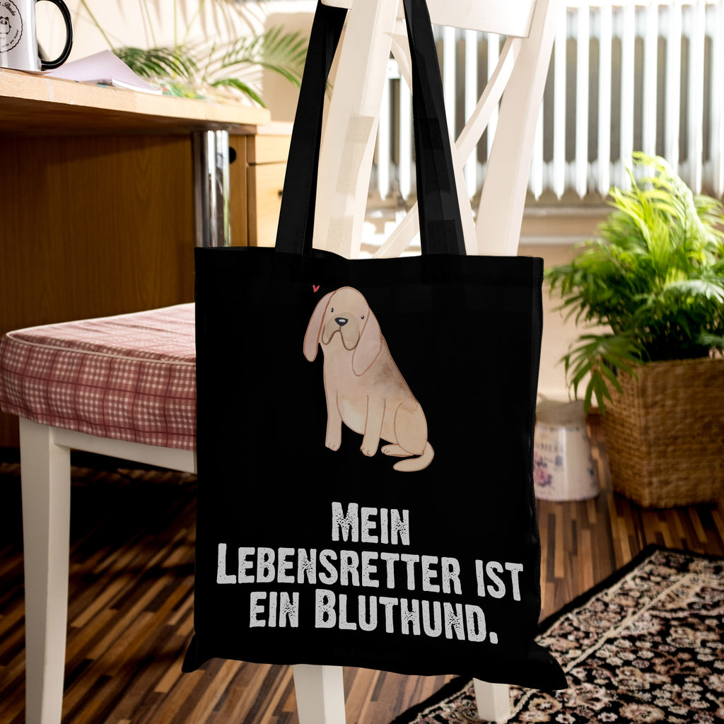 Tragetasche Bloodhound Lebensretter Beuteltasche, Beutel, Einkaufstasche, Jutebeutel, Stoffbeutel, Hund, Hunderasse, Rassehund, Hundebesitzer, Geschenk, Tierfreund, Schenken, Welpe, Bluthund, Bloodhound, St. Hubertushund, Chien de Saint Hubert