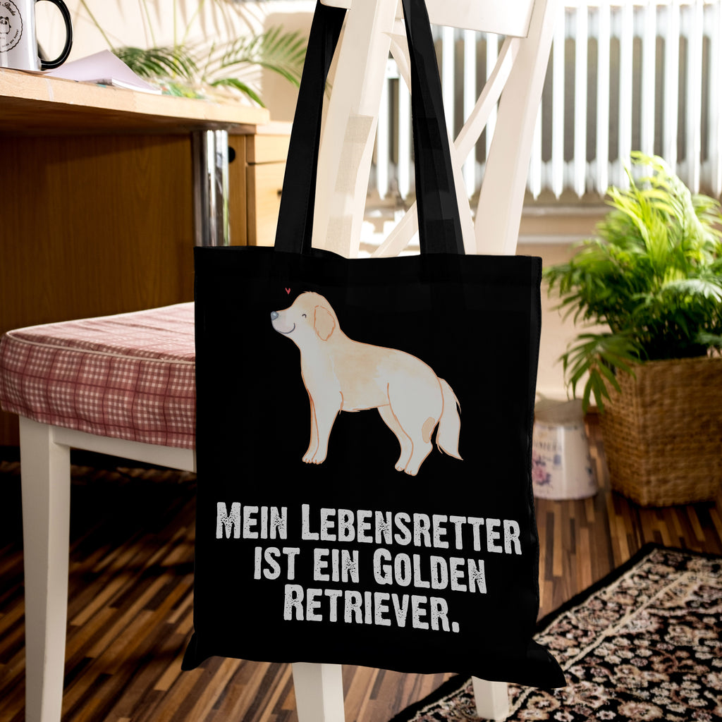 Tragetasche Golden Retriever Lebensretter Beuteltasche, Beutel, Einkaufstasche, Jutebeutel, Stoffbeutel, Hund, Hunderasse, Rassehund, Hundebesitzer, Geschenk, Tierfreund, Schenken, Welpe, Golden Retriever, Goldie Hund