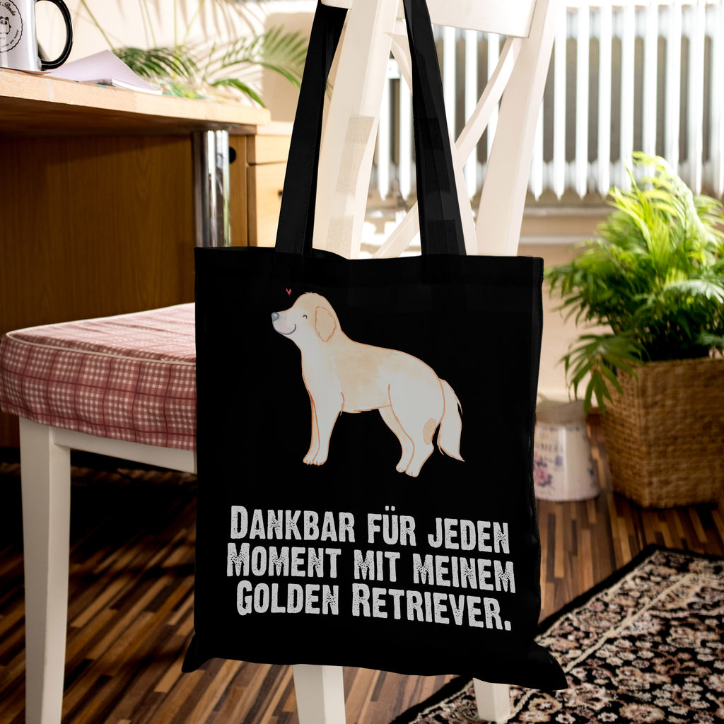 Tragetasche Golden Retriever Moment Beuteltasche, Beutel, Einkaufstasche, Jutebeutel, Stoffbeutel, Hund, Hunderasse, Rassehund, Hundebesitzer, Geschenk, Tierfreund, Schenken, Welpe, Golden Retriever, Goldie Hund