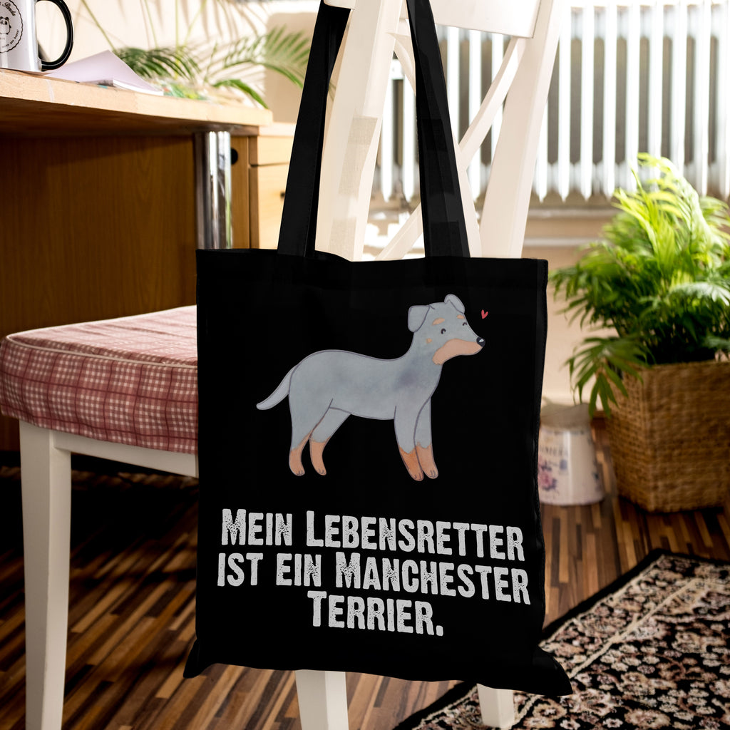 Tragetasche Manchester Terrier Lebensretter Beuteltasche, Beutel, Einkaufstasche, Jutebeutel, Stoffbeutel, Hund, Hunderasse, Rassehund, Hundebesitzer, Geschenk, Tierfreund, Schenken, Welpe, Manchester Terrier