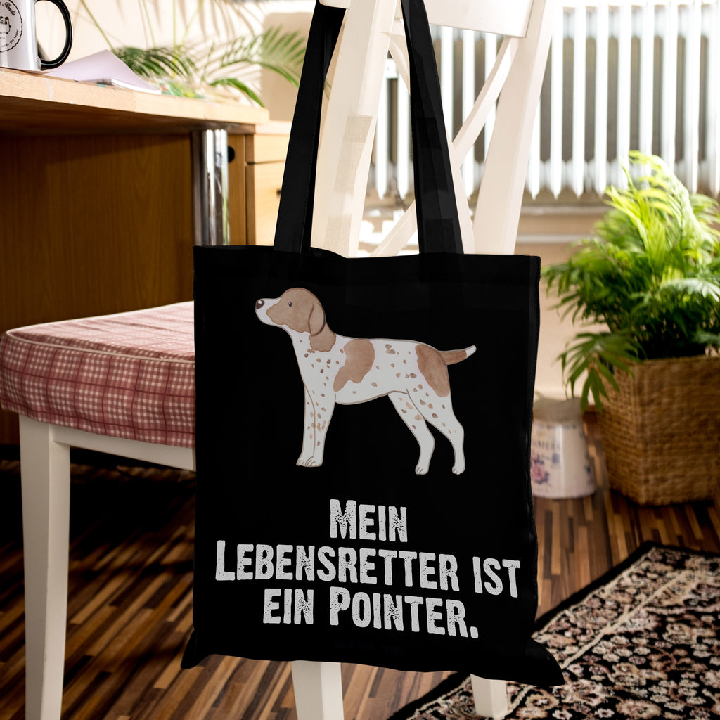 Tragetasche Pointer Lebensretter Beuteltasche, Beutel, Einkaufstasche, Jutebeutel, Stoffbeutel, Hund, Hunderasse, Rassehund, Hundebesitzer, Geschenk, Tierfreund, Schenken, Welpe, English Pointer, Pointer