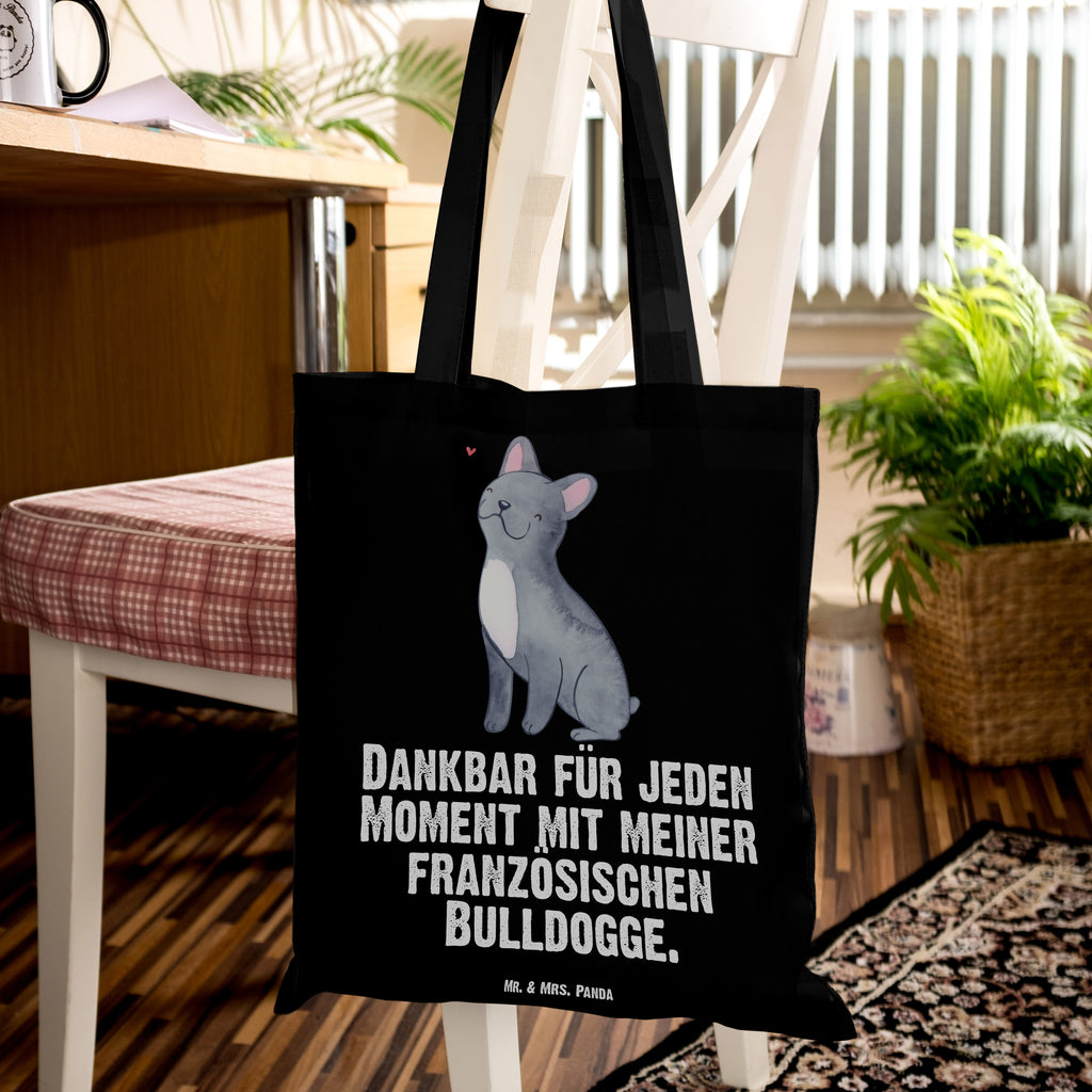 Tragetasche Französische Bulldogge Moment Beuteltasche, Beutel, Einkaufstasche, Jutebeutel, Stoffbeutel, Hund, Hunderasse, Rassehund, Hundebesitzer, Geschenk, Tierfreund, Schenken, Welpe, Französische Bulldogge
