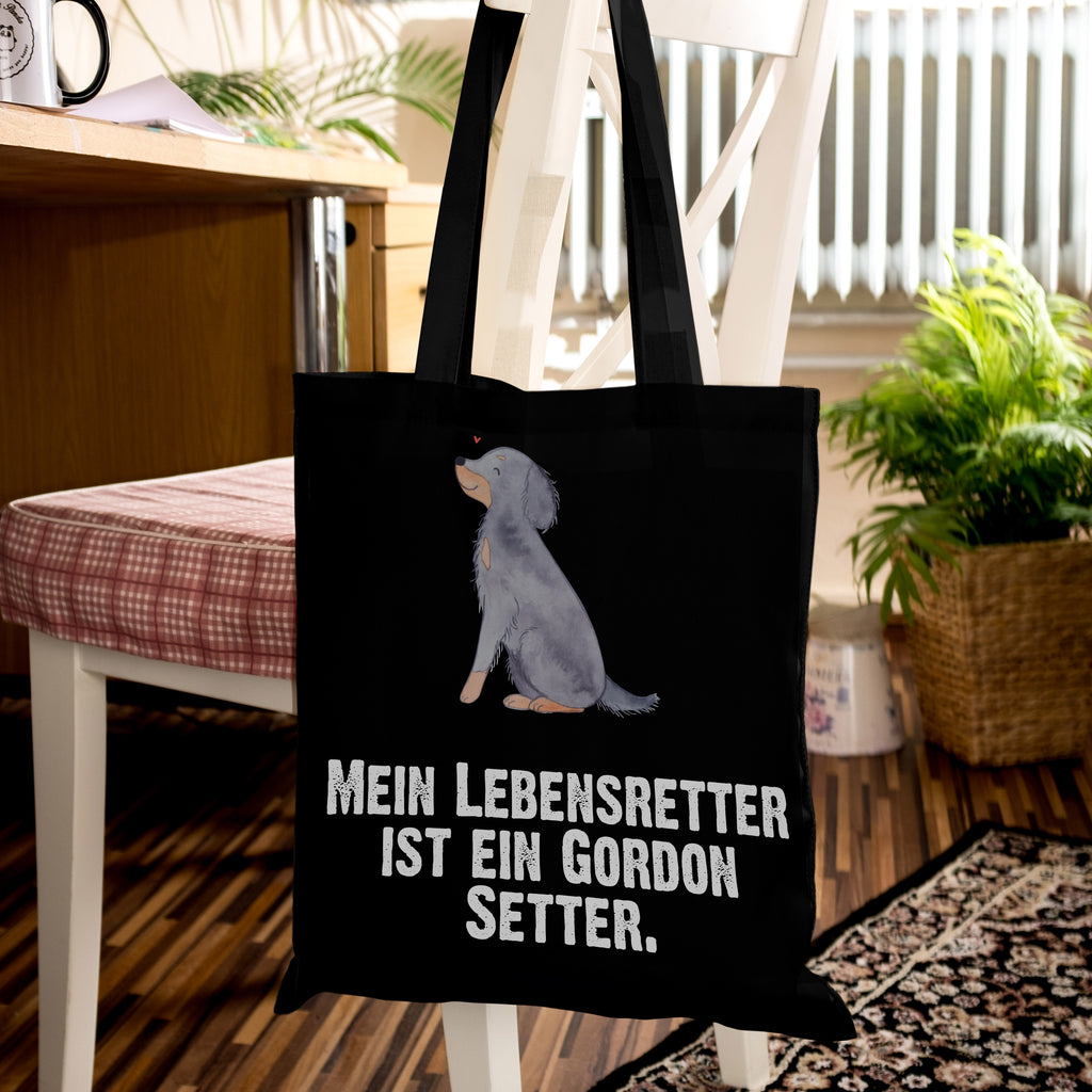 Tragetasche Gordon Setter Lebensretter Beuteltasche, Beutel, Einkaufstasche, Jutebeutel, Stoffbeutel, Hund, Hunderasse, Rassehund, Hundebesitzer, Geschenk, Tierfreund, Schenken, Welpe, Gordon Shetter, Jagdhund