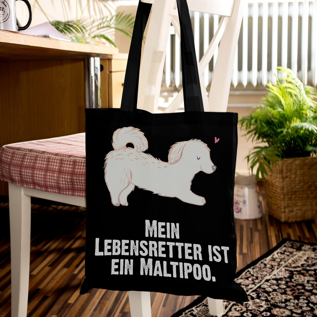 Tragetasche Maltipoo Lebensretter Beuteltasche, Beutel, Einkaufstasche, Jutebeutel, Stoffbeutel, Hund, Hunderasse, Rassehund, Hundebesitzer, Geschenk, Tierfreund, Schenken, Welpe, Maltipoo, Kreuzung, Mischling