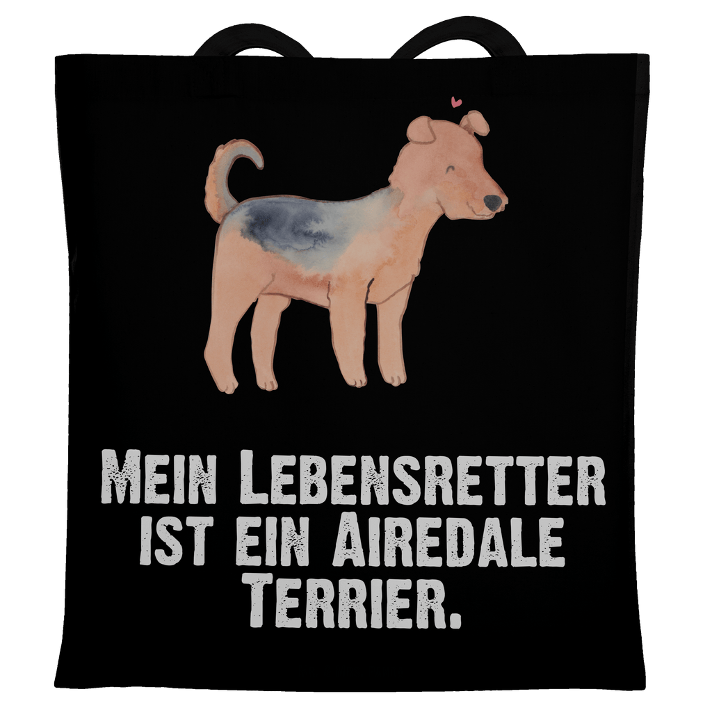 Tragetasche Airedale Terrier Lebensretter Beuteltasche, Beutel, Einkaufstasche, Jutebeutel, Stoffbeutel, Hund, Hunderasse, Rassehund, Hundebesitzer, Geschenk, Tierfreund, Schenken, Welpe