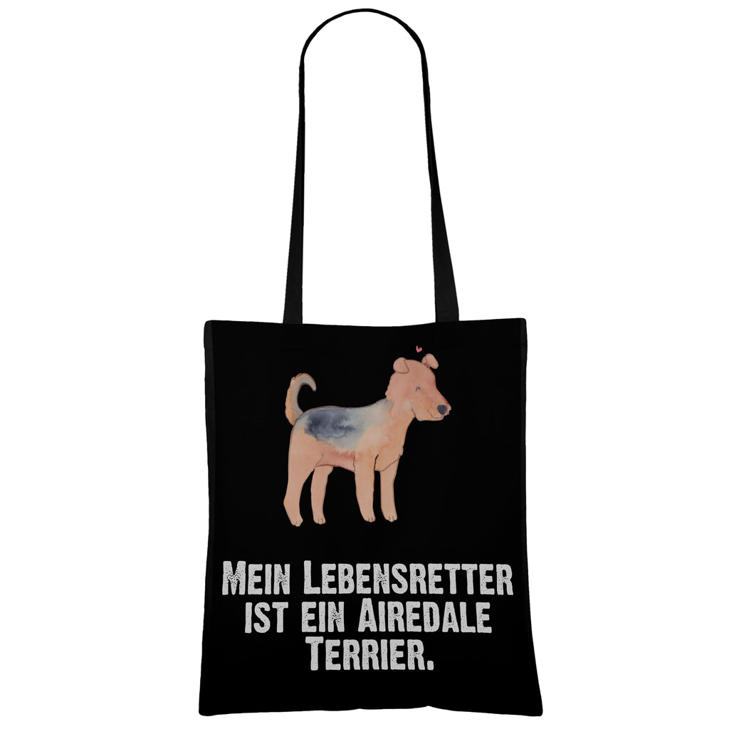 Tragetasche Airedale Terrier Lebensretter Beuteltasche, Beutel, Einkaufstasche, Jutebeutel, Stoffbeutel, Hund, Hunderasse, Rassehund, Hundebesitzer, Geschenk, Tierfreund, Schenken, Welpe