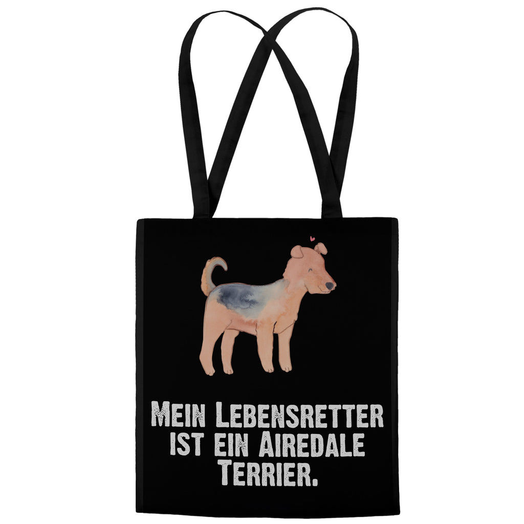 Tragetasche Airedale Terrier Lebensretter Beuteltasche, Beutel, Einkaufstasche, Jutebeutel, Stoffbeutel, Hund, Hunderasse, Rassehund, Hundebesitzer, Geschenk, Tierfreund, Schenken, Welpe