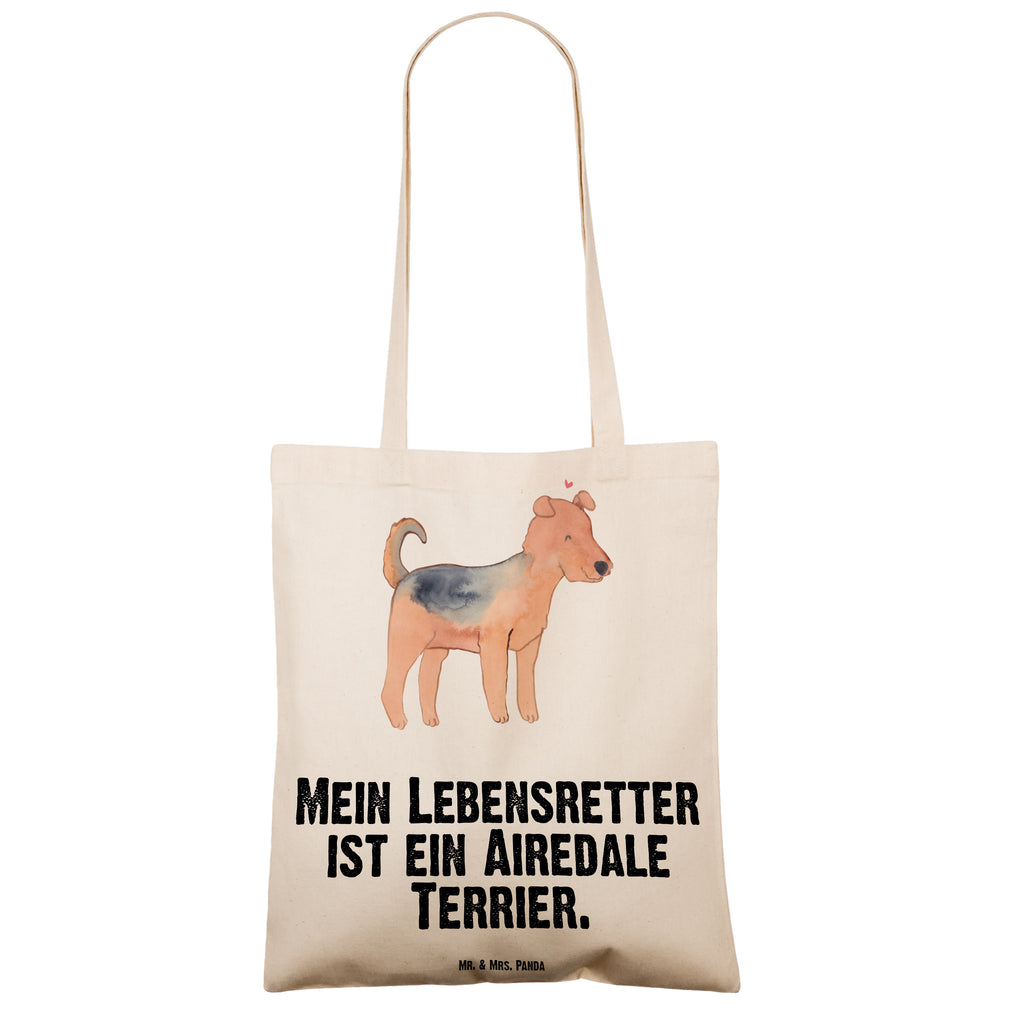 Tragetasche Airedale Terrier Lebensretter Beuteltasche, Beutel, Einkaufstasche, Jutebeutel, Stoffbeutel, Hund, Hunderasse, Rassehund, Hundebesitzer, Geschenk, Tierfreund, Schenken, Welpe