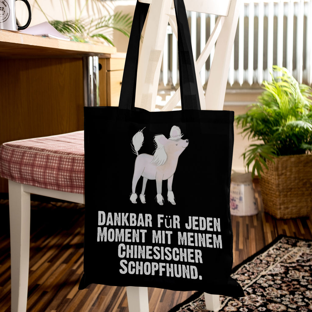 Tragetasche Chinesischer Schopfhund Moment Beuteltasche, Beutel, Einkaufstasche, Jutebeutel, Stoffbeutel, Hund, Hunderasse, Rassehund, Hundebesitzer, Geschenk, Tierfreund, Schenken, Welpe, Chinesischer Schopfhund, Chinese Crested Dog