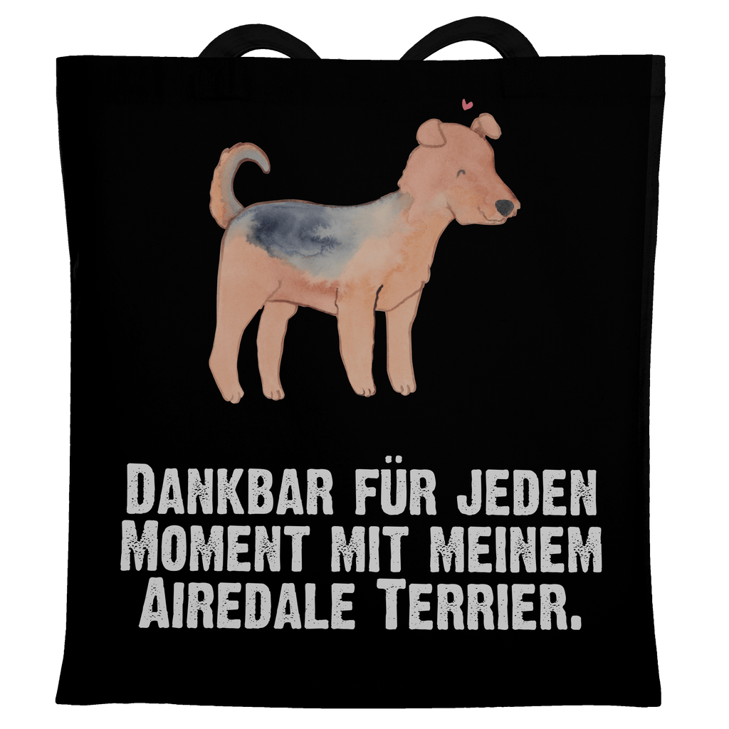Tragetasche Airedale Terrier Moment Beuteltasche, Beutel, Einkaufstasche, Jutebeutel, Stoffbeutel, Hund, Hunderasse, Rassehund, Hundebesitzer, Geschenk, Tierfreund, Schenken, Welpe, Airedale Terrier