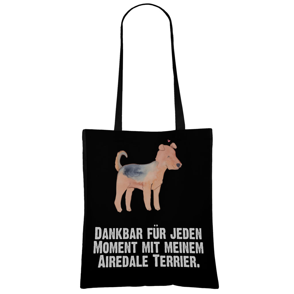 Tragetasche Airedale Terrier Moment Beuteltasche, Beutel, Einkaufstasche, Jutebeutel, Stoffbeutel, Hund, Hunderasse, Rassehund, Hundebesitzer, Geschenk, Tierfreund, Schenken, Welpe, Airedale Terrier