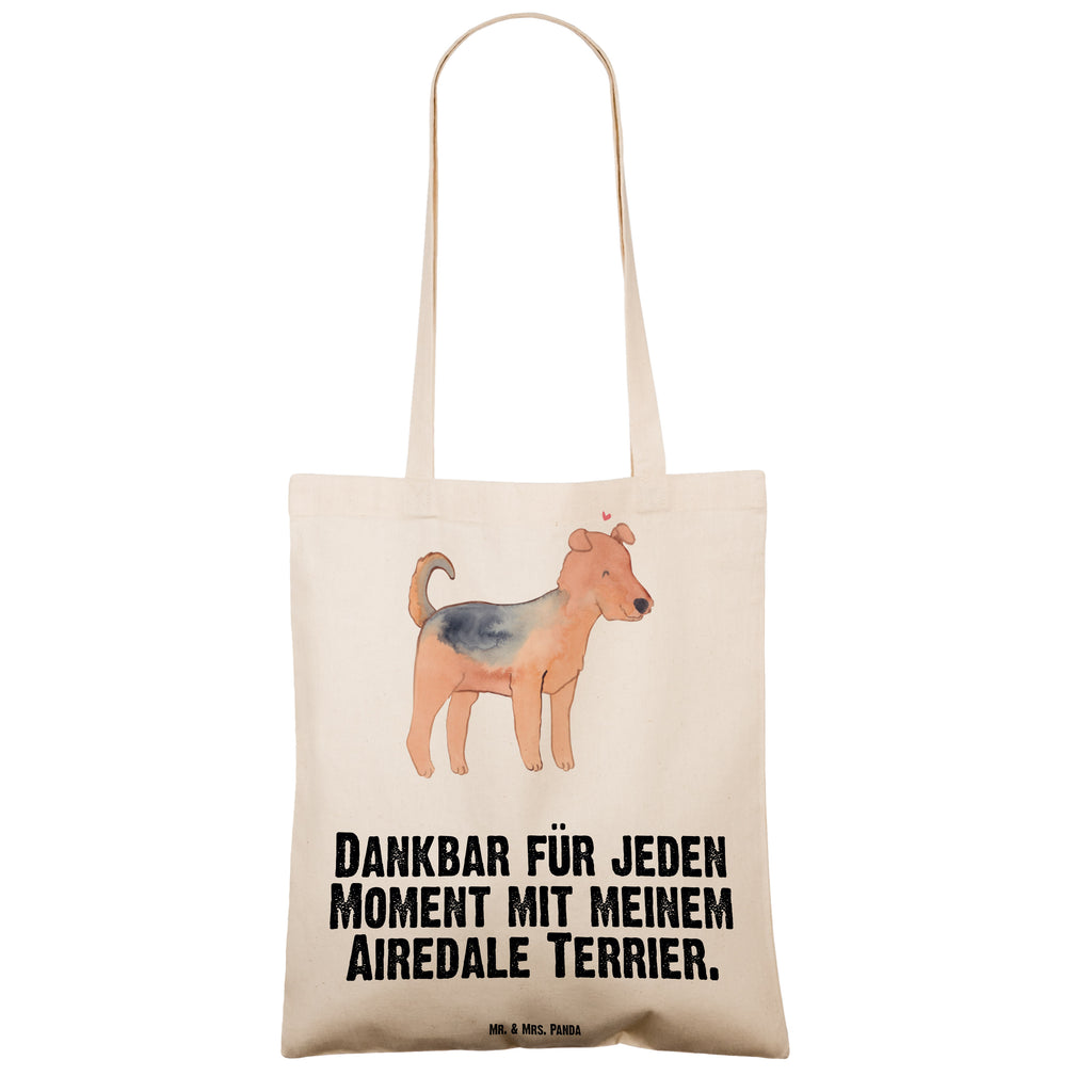 Tragetasche Airedale Terrier Moment Beuteltasche, Beutel, Einkaufstasche, Jutebeutel, Stoffbeutel, Hund, Hunderasse, Rassehund, Hundebesitzer, Geschenk, Tierfreund, Schenken, Welpe, Airedale Terrier