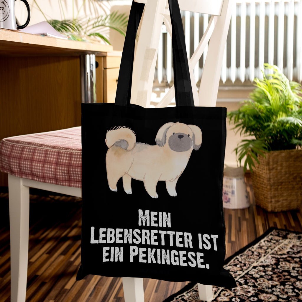 Tragetasche Pekingese Lebensretter Beuteltasche, Beutel, Einkaufstasche, Jutebeutel, Stoffbeutel, Hund, Hunderasse, Rassehund, Hundebesitzer, Geschenk, Tierfreund, Schenken, Welpe, Pekingese, Pekinese, Peking-Palasthund