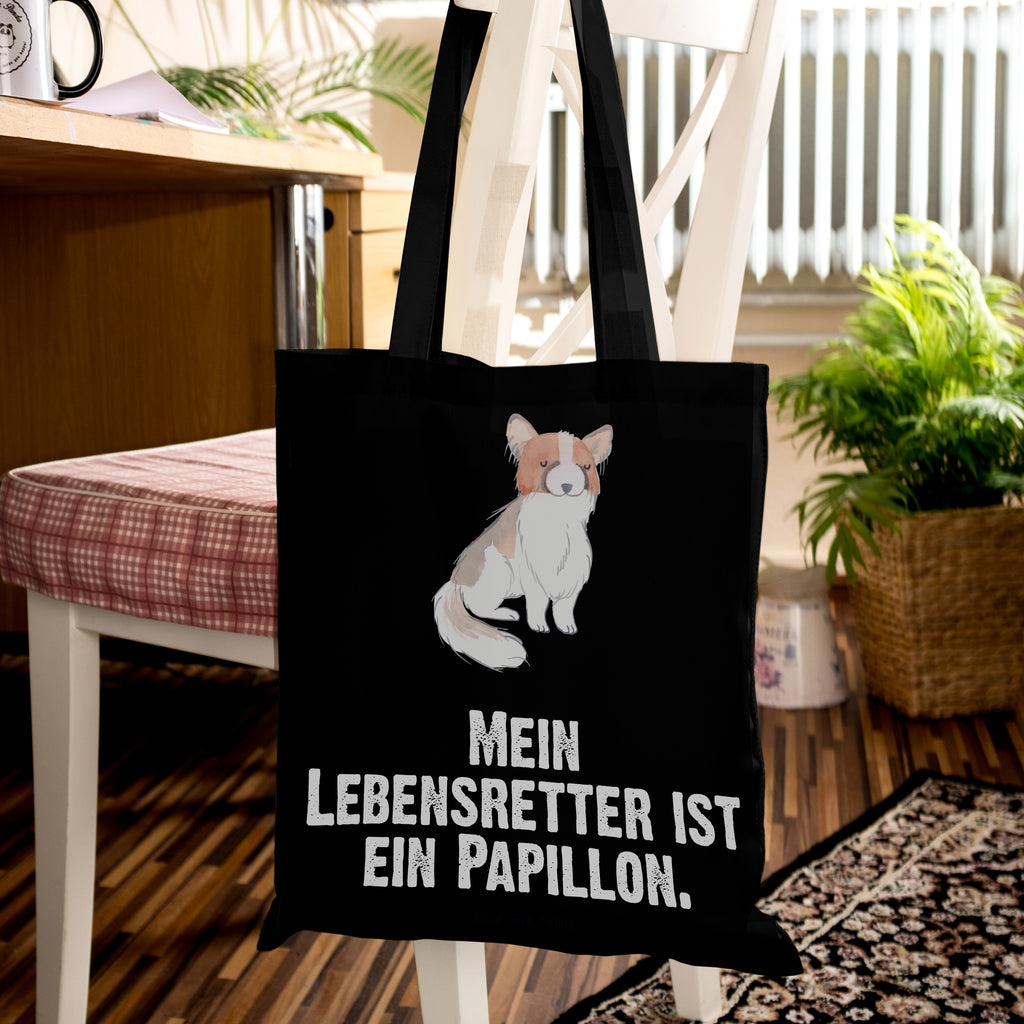 Tragetasche Papillon Lebensretter Beuteltasche, Beutel, Einkaufstasche, Jutebeutel, Stoffbeutel, Hund, Hunderasse, Rassehund, Hundebesitzer, Geschenk, Tierfreund, Schenken, Welpe, Kontinentaler Zwergspaniel, Papillon