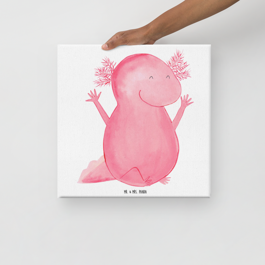 Leinwand Bild Axolotl Hurra Leinwand, Bild, Kunstdruck, Wanddeko, Dekoration, Axolotl, Molch, Axolot, Schwanzlurch, Lurch, Lurche, fröhlich, Spaß, Freude, Motivation, Zufriedenheit