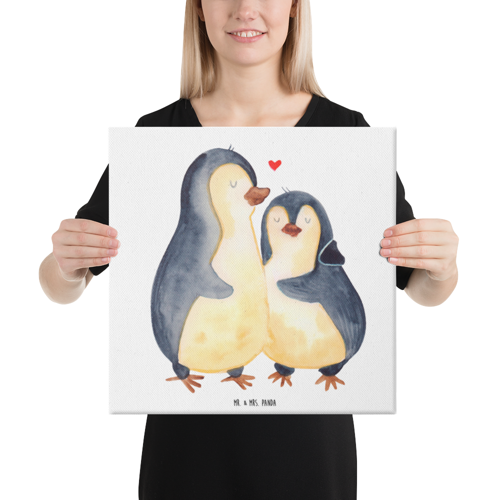Leinwand Bild Pinguin umarmend Leinwand, Bild, Kunstdruck, Wanddeko, Dekoration, Pinguin, Liebe, Liebespaar, Liebesbeweis, Liebesgeschenk, Verlobung, Jahrestag, Hochzeitstag, Hochzeit, Hochzeitsgeschenk