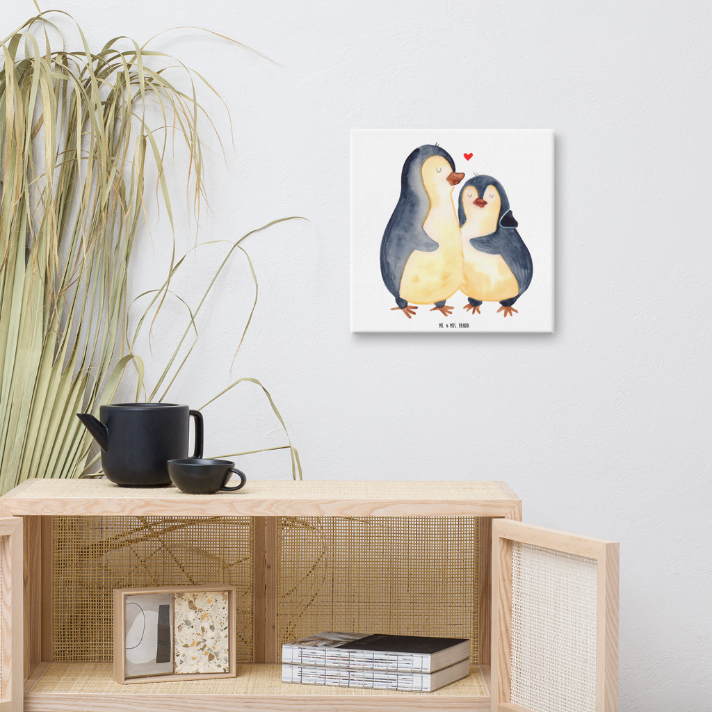 Leinwand Bild Pinguin umarmend Leinwand, Bild, Kunstdruck, Wanddeko, Dekoration, Pinguin, Liebe, Liebespaar, Liebesbeweis, Liebesgeschenk, Verlobung, Jahrestag, Hochzeitstag, Hochzeit, Hochzeitsgeschenk