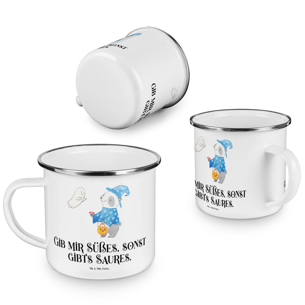 Camping Emaille Tasse Panda Zauberer Campingtasse, Trinkbecher, Metalltasse, Outdoor Tasse, Emaille Trinkbecher, Blechtasse Outdoor, Emaille Campingbecher, Edelstahl Trinkbecher, Metalltasse für Camping, Kaffee Blechtasse, Camping Tasse Metall, Halloween, Deko, Martinssingen, Dekoration, Geschenke, Schenken, Halloween Deko, Trick or Treat, Süßes sonst gibt's saures, Panda, Zauberer, Gespenst
