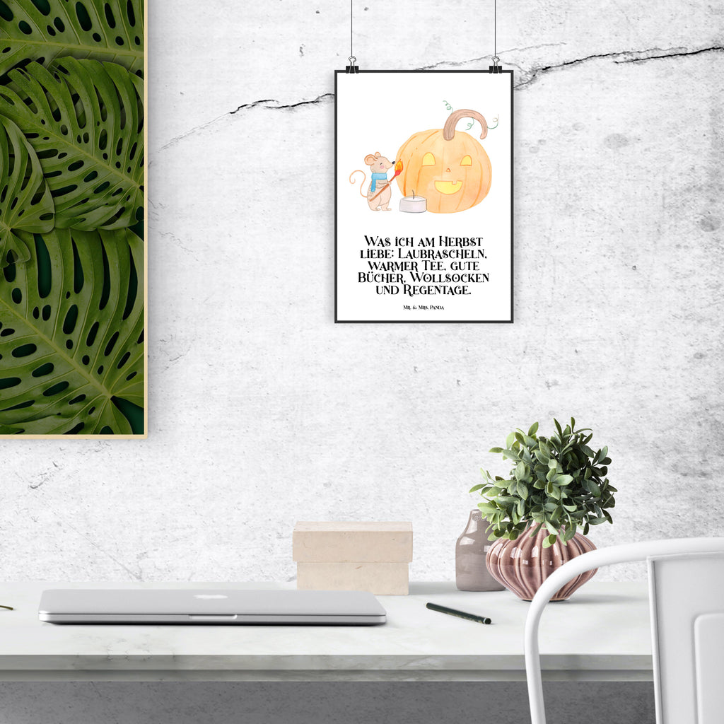 Poster Kürbis Maus Poster, Wandposter, Bild, Wanddeko, Küchenposter, Kinderposter, Wanddeko Bild, Raumdekoration, Wanddekoration, Handgemaltes Poster, Mr. & Mrs. Panda Poster, Designposter, Kunstdruck, Posterdruck, Halloween, Deko, Martinssingen, Dekoration, Geschenke, Schenken, Halloween Deko, Trick or Treat, Süßes sonst gibt's saures, Maus, Kürbis, Kerzen