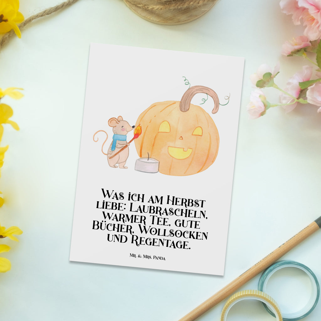 Postkarte Kürbis Maus