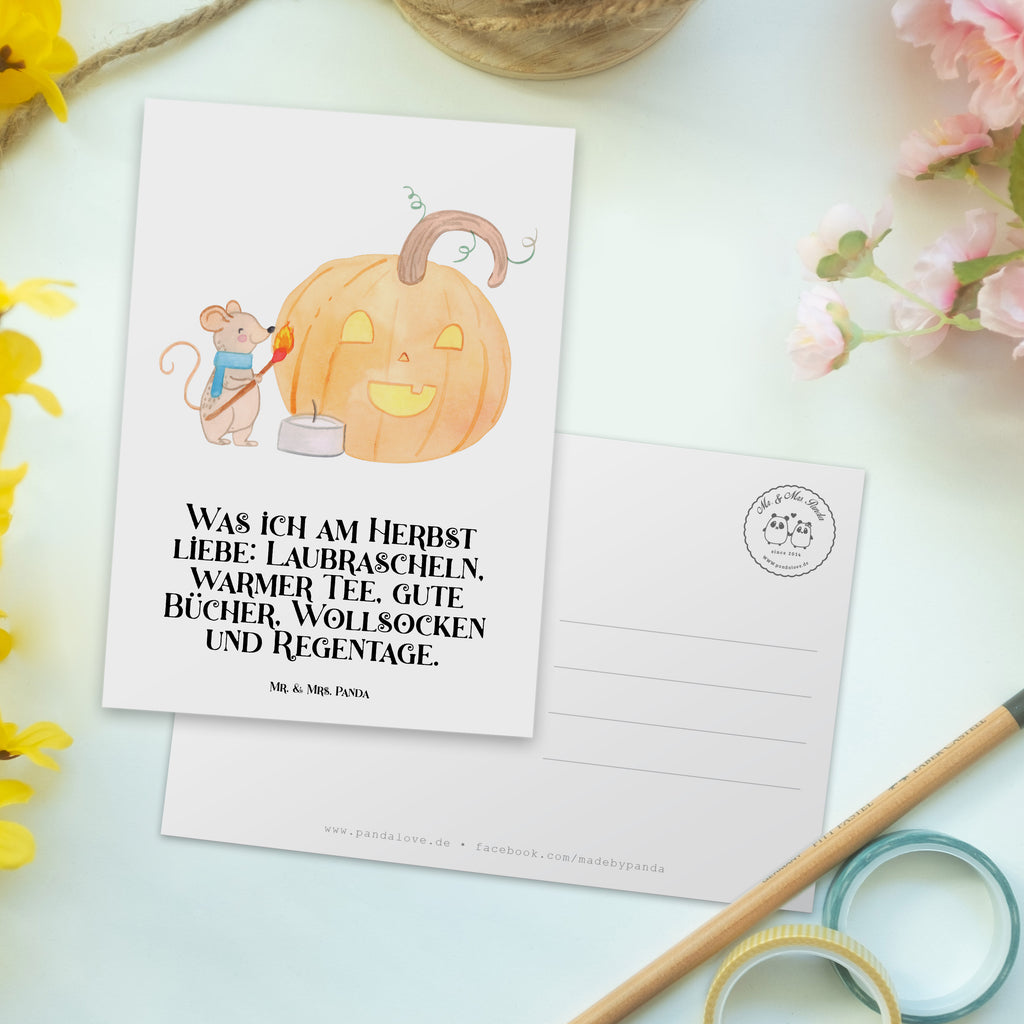 Postkarte Kürbis Maus