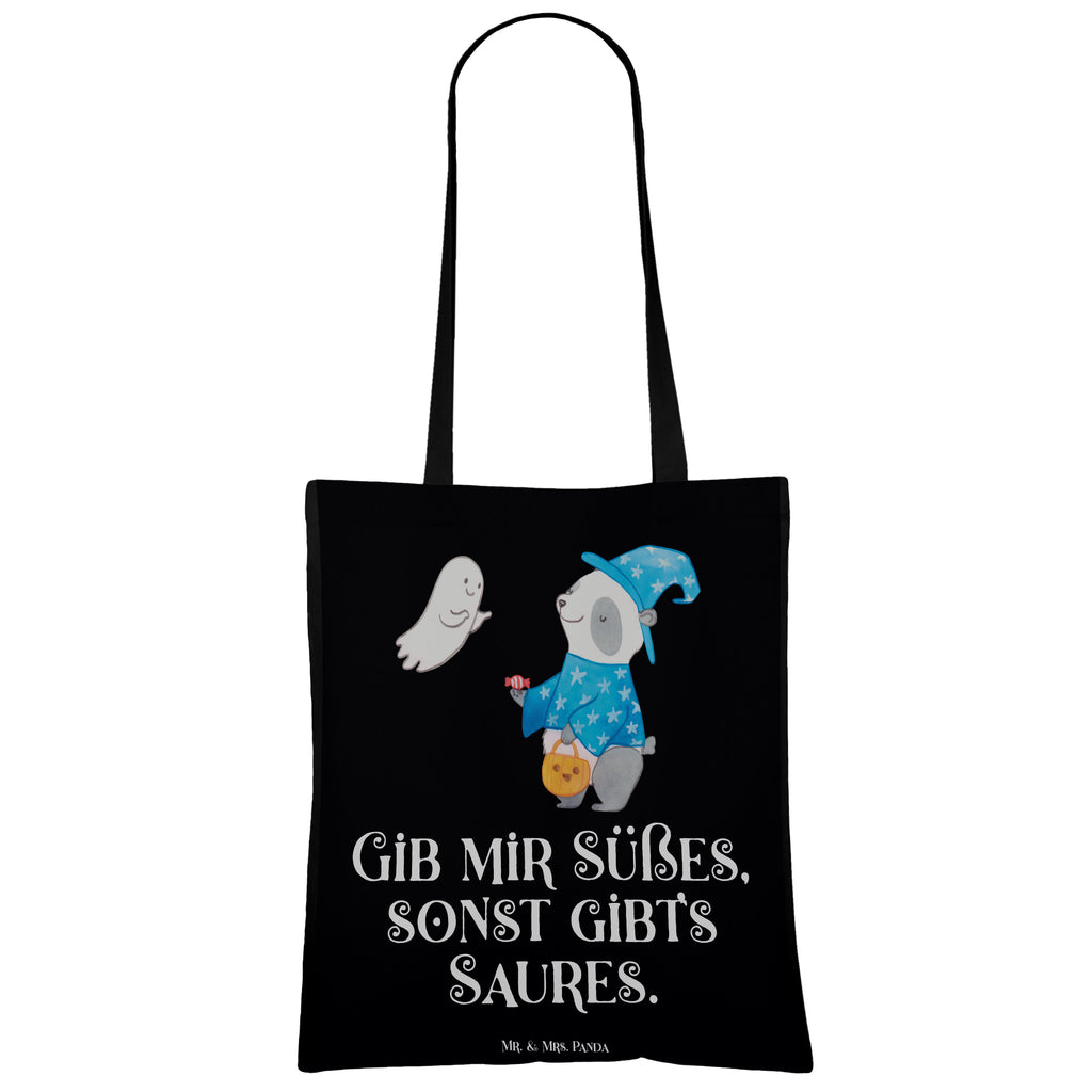 Tragetasche Panda Zauberer Beuteltasche, Beutel, Einkaufstasche, Jutebeutel, Stoffbeutel, Halloween, Deko, Martinssingen, Dekoration, Geschenke, Schenken, Halloween Deko, Trick or Treat, Süßes sonst gibt's saures, Panda, Zauberer, Gespenst