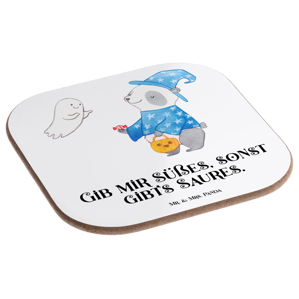 Quadratische Untersetzer Panda Zauberer Bierdeckel, Glasuntersetzer, Untersetzer Gläser, Getränkeuntersetzer, Halloween, Deko, Martinssingen, Dekoration, Geschenke, Schenken, Halloween Deko, Trick or Treat, Süßes sonst gibt's saures, Panda, Zauberer, Gespenst