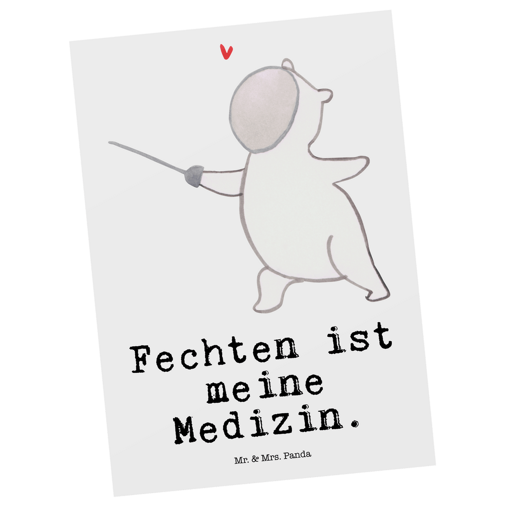 Postkarte Panda Fechten Medizin Geschenkkarte, Grußkarte, Karte, Einladung, Ansichtskarte, Geburtstagskarte, Einladungskarte, Dankeskarte, Geschenk, Sport, Sportart, Hobby, Schenken, Danke, Dankeschön, Auszeichnung, Gewinn, Sportler, Fechten, Fechter Bund, Fecht Verein, Fecht Club