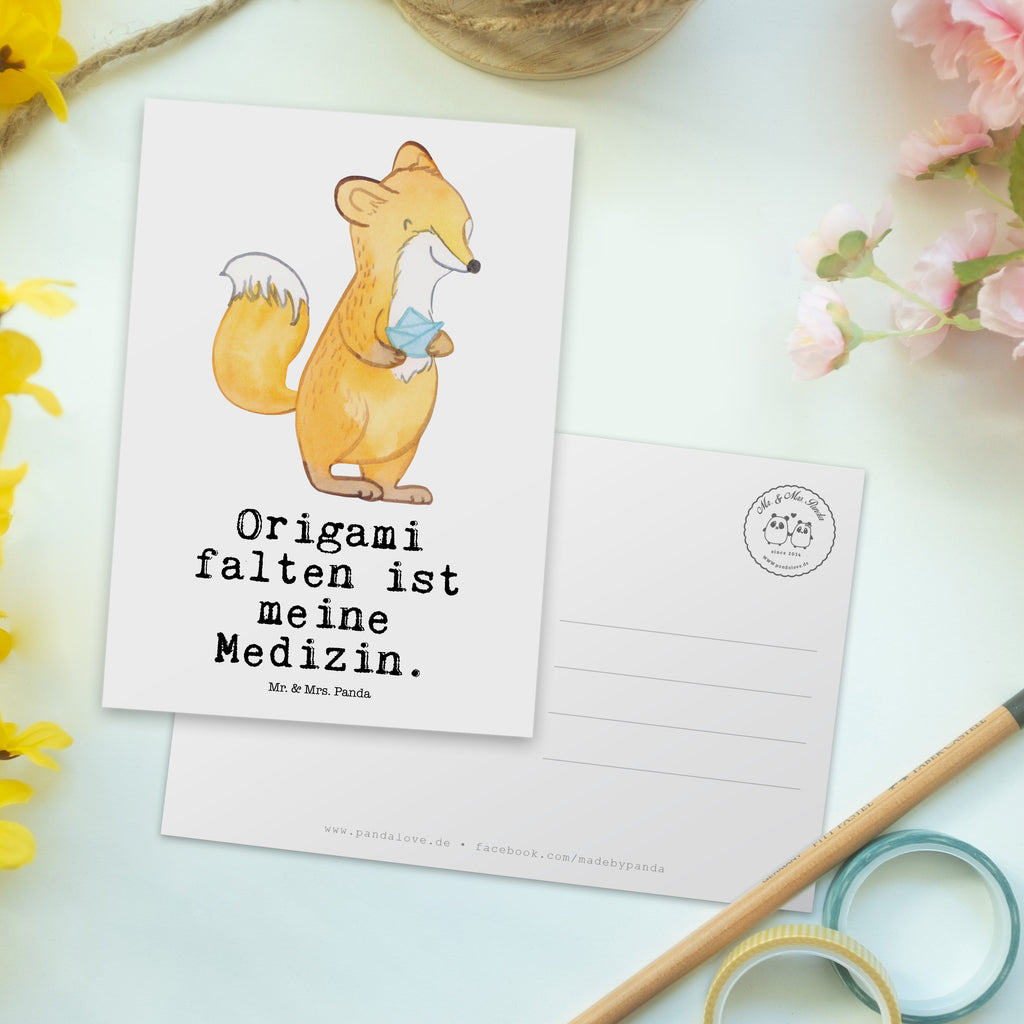 Postkarte Fuchs Origami Medizin Geschenkkarte, Grußkarte, Karte, Einladung, Ansichtskarte, Geburtstagskarte, Einladungskarte, Dankeskarte, Geschenk, Sport, Sportart, Hobby, Schenken, Danke, Dankeschön, Auszeichnung, Gewinn, Sportler, Origami, Papier Falten, Basteln, japanische Faltkunst, DIY