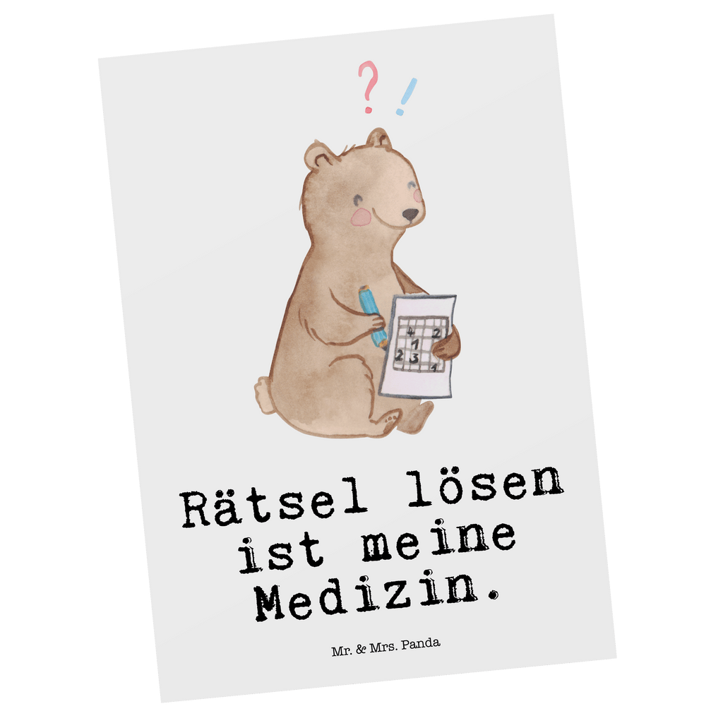 Postkarte Bär Rätsel lösen Medizin Geschenkkarte, Grußkarte, Karte, Einladung, Ansichtskarte, Geburtstagskarte, Einladungskarte, Dankeskarte, Geschenk, Sport, Sportart, Hobby, Schenken, Danke, Dankeschön, Auszeichnung, Gewinn, Sportler, Rätsel lösen, Kreuzworträtsel lösen, Knobeln, Gedächtnistraining, Gedächtnissport