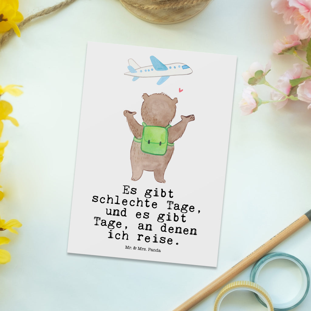 Postkarte Bär Reisen Tage Geschenkkarte, Grußkarte, Karte, Einladung, Ansichtskarte, Geburtstagskarte, Einladungskarte, Dankeskarte, Geschenk, Sport, Sportart, Hobby, Schenken, Danke, Dankeschön, Auszeichnung, Gewinn, Sportler, Reisen, Weltreise, Urlaub, Urlaube, Auslandsjahr, Austauschjahr, Schüleraustausch, Reisegruppe, Reiseveranstalter, Reisebüro