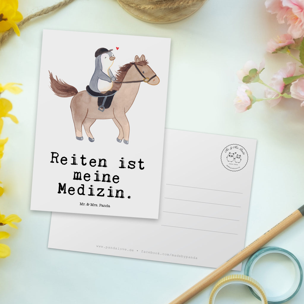 Postkarte Pferd Reiten Medizin Geschenkkarte, Grußkarte, Karte, Einladung, Ansichtskarte, Geburtstagskarte, Einladungskarte, Dankeskarte, Geschenk, Sport, Sportart, Hobby, Schenken, Danke, Dankeschön, Auszeichnung, Gewinn, Sportler, Reiten, Reitsport, Reitverein, Reitstall, Pferde, Pferdereiten, Reittherapie, Therapeutisches Reiten, Reiter Therapie, Pferdereiten als Medizin