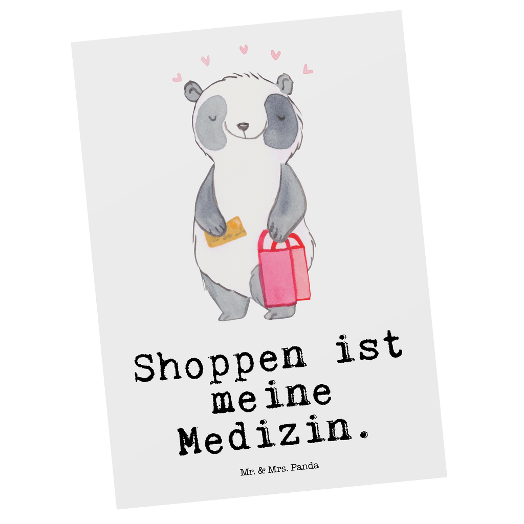 Postkarte Panda Shopping Medizin Geschenkkarte, Grußkarte, Karte, Einladung, Ansichtskarte, Geburtstagskarte, Einladungskarte, Dankeskarte, Geschenk, Sport, Sportart, Hobby, Schenken, Danke, Dankeschön, Auszeichnung, Gewinn, Sportler, Shopping, shoppen, einkaufen