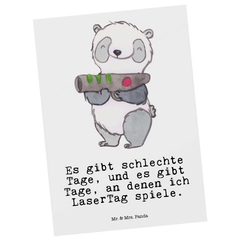 Postkarte Panda LaserTag Tage Geschenkkarte, Grußkarte, Karte, Einladung, Ansichtskarte, Geburtstagskarte, Einladungskarte, Dankeskarte, Geschenk, Sport, Sportart, Hobby, Schenken, Danke, Dankeschön, Auszeichnung, Gewinn, Sportler, Lasertag, Lasergame Zentrum, Laser Tag Party