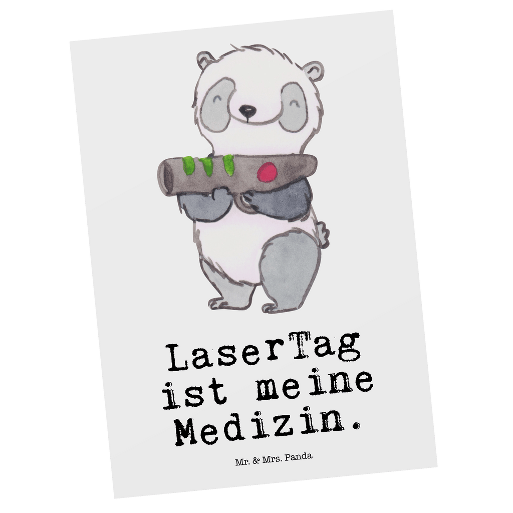 Postkarte Panda LaserTag Medizin Geschenkkarte, Grußkarte, Karte, Einladung, Ansichtskarte, Geburtstagskarte, Einladungskarte, Dankeskarte, Geschenk, Sport, Sportart, Hobby, Schenken, Danke, Dankeschön, Auszeichnung, Gewinn, Sportler, Lasertag, Lasergame Zentrum