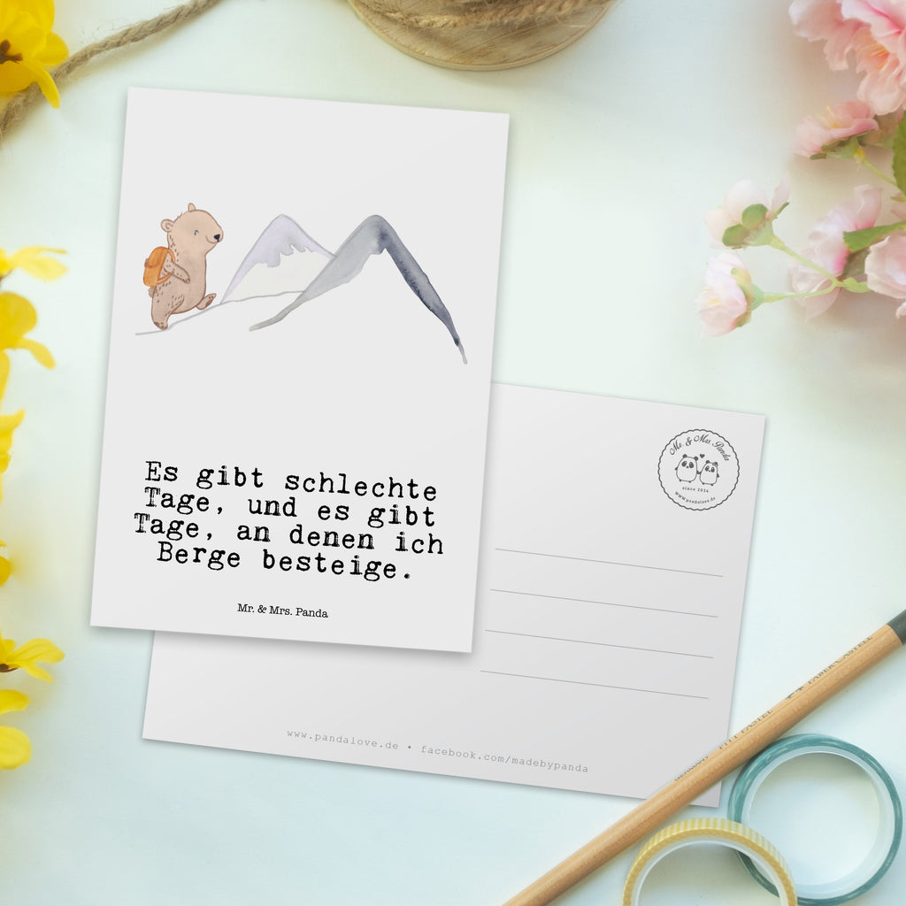 Postkarte Bär Bergsteigen Tage Geschenkkarte, Grußkarte, Karte, Einladung, Ansichtskarte, Geburtstagskarte, Einladungskarte, Dankeskarte, Geschenk, Sport, Sportart, Hobby, Schenken, Danke, Dankeschön, Auszeichnung, Gewinn, Sportler, Bergsteigen, wandern, Bergsport, Trekking, Alpinismus, Alpinwandern