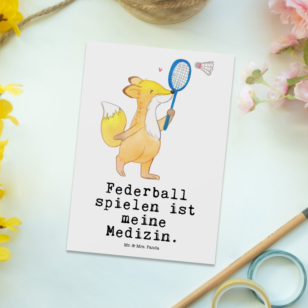 Postkarte Fuchs Federball spielen Medizin Geschenkkarte, Grußkarte, Karte, Einladung, Ansichtskarte, Geburtstagskarte, Einladungskarte, Dankeskarte, Geschenk, Sport, Sportart, Hobby, Schenken, Danke, Dankeschön, Auszeichnung, Gewinn, Sportler, Federball spielen, Badminton