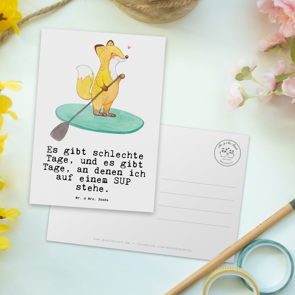 Postkarte Fuchs Stand Up Paddling Tage Geschenkkarte, Grußkarte, Karte, Einladung, Ansichtskarte, Geburtstagskarte, Einladungskarte, Dankeskarte, Geschenk, Sport, Sportart, Hobby, Schenken, Danke, Dankeschön, Auszeichnung, Gewinn, Sportler, Stand Up Paddling, Paddle Boarding, SUB, subben, Stand up paddle