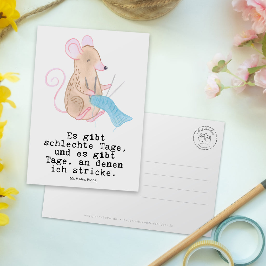 Postkarte Maus Stricken Tage Geschenkkarte, Grußkarte, Karte, Einladung, Ansichtskarte, Geburtstagskarte, Einladungskarte, Dankeskarte, Geschenk, Sport, Sportart, Hobby, Schenken, Danke, Dankeschön, Auszeichnung, Gewinn, Sportler, Stricken, DIY