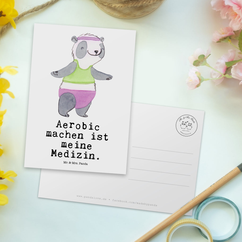 Postkarte Panda Aerobic Medizin Geschenkkarte, Grußkarte, Karte, Einladung, Ansichtskarte, Geburtstagskarte, Einladungskarte, Dankeskarte, Geschenk, Sport, Sportart, Hobby, Schenken, Danke, Dankeschön, Auszeichnung, Gewinn, Sportler, Aerobic, Aerobic Fitness, Fitnessstudio