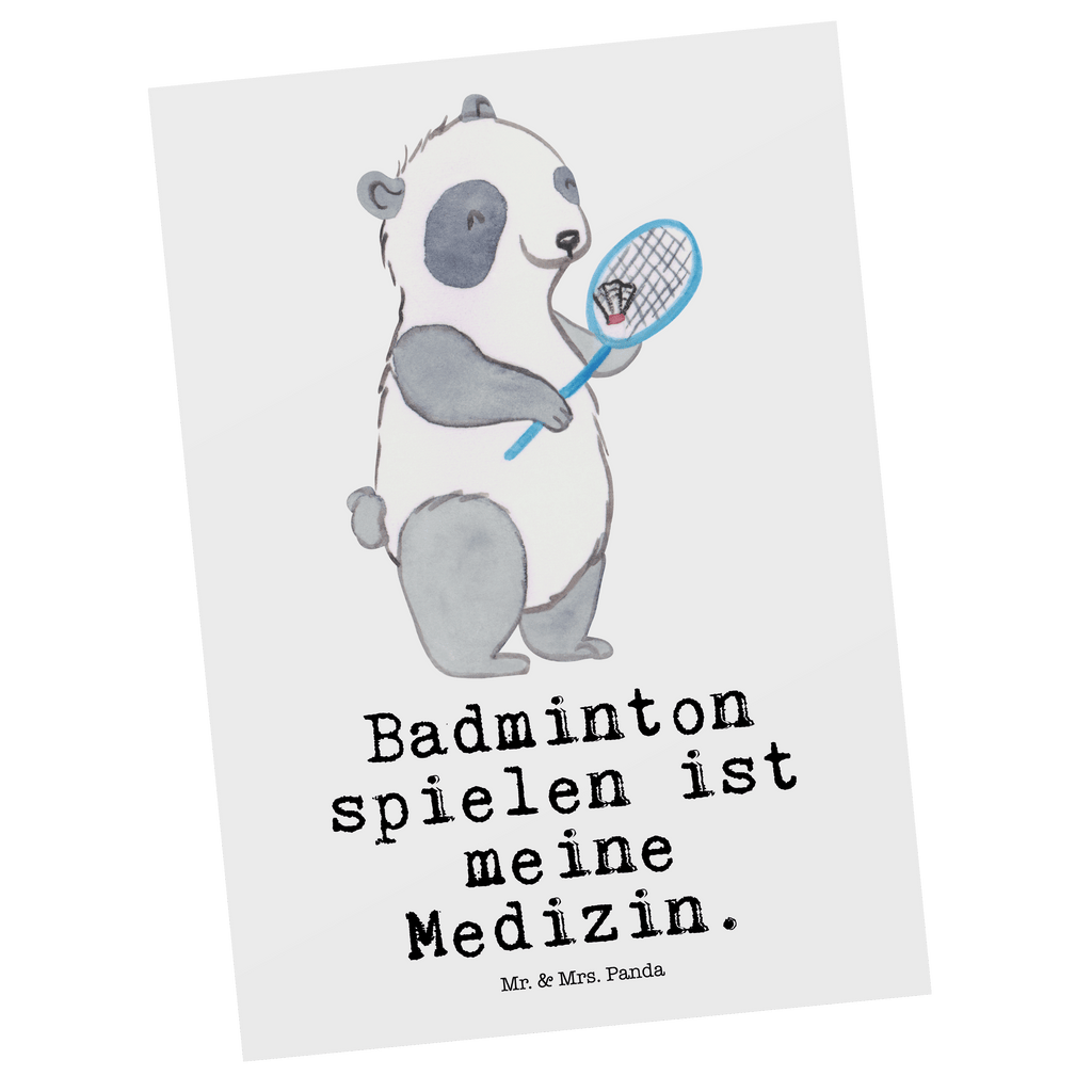 Postkarte Panda Badminton  Medizin Geschenkkarte, Grußkarte, Karte, Einladung, Ansichtskarte, Geburtstagskarte, Einladungskarte, Dankeskarte, Geschenk, Sport, Sportart, Hobby, Schenken, Danke, Dankeschön, Auszeichnung, Gewinn, Sportler, Badminton, Badminton spielen