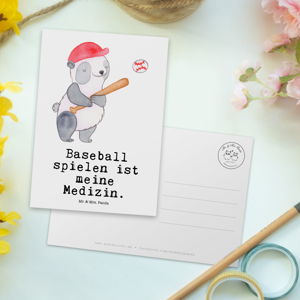 Postkarte Panda Baseball spielen Medizin Geschenkkarte, Grußkarte, Karte, Einladung, Ansichtskarte, Geburtstagskarte, Einladungskarte, Dankeskarte, Geschenk, Sport, Sportart, Hobby, Schenken, Danke, Dankeschön, Auszeichnung, Gewinn, Sportler, Baseball spielen, Baseball Spielen, Baseball Match, Ballsport, Baseballplatz, Baseballverein