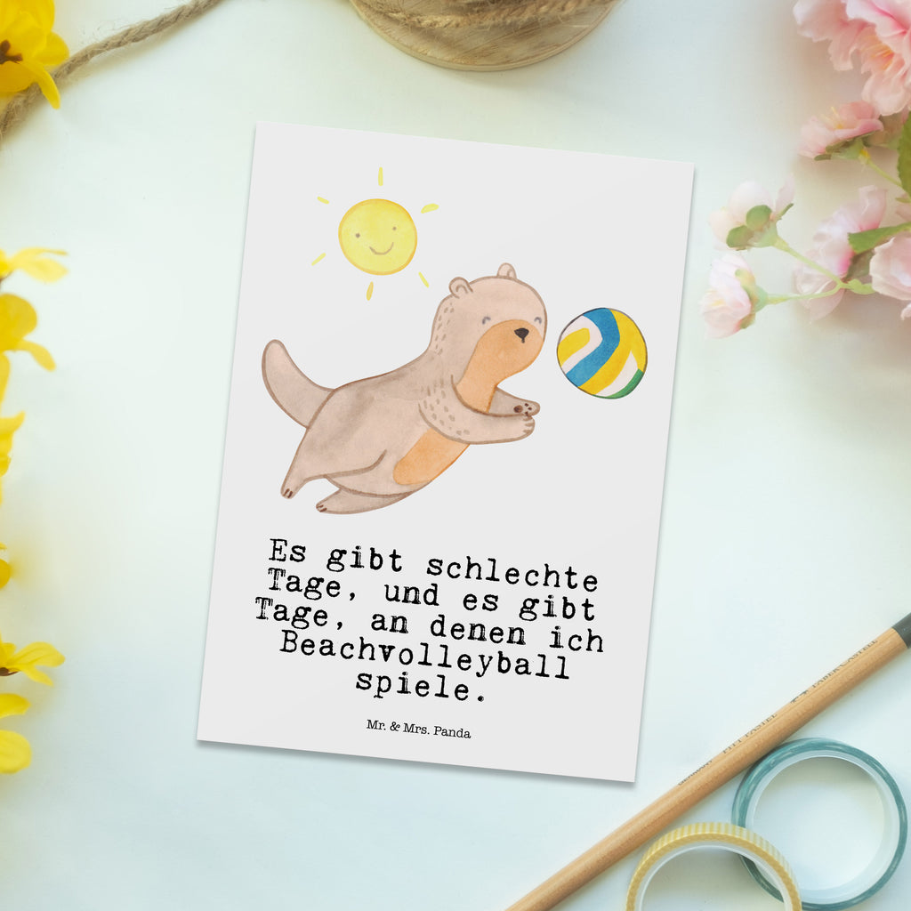 Postkarte Otter Beachvolleyball Tage Geschenkkarte, Grußkarte, Karte, Einladung, Ansichtskarte, Geburtstagskarte, Einladungskarte, Dankeskarte, Geschenk, Sport, Sportart, Hobby, Schenken, Danke, Dankeschön, Auszeichnung, Gewinn, Sportler, Beachvolleyball, Volleyball, Ballsport, Volleyballturnier