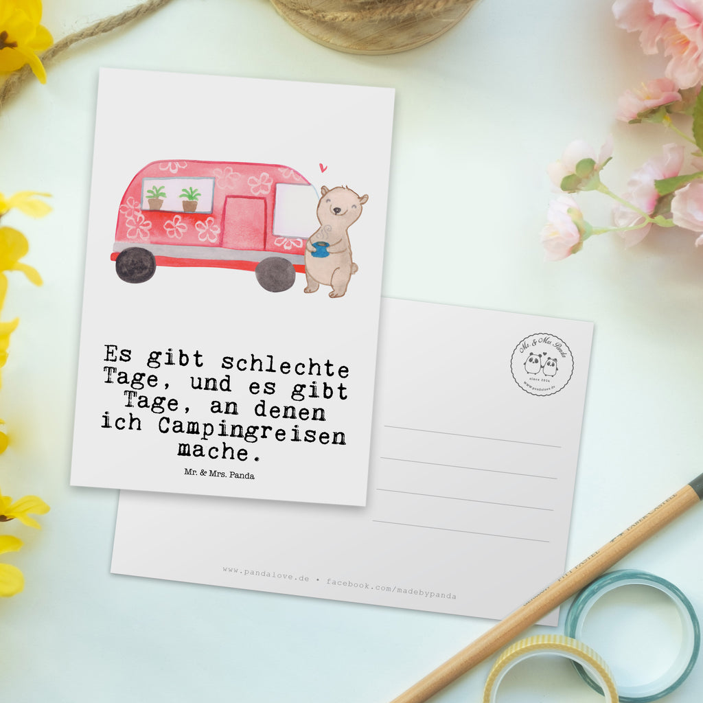 Postkarte Bär Camper Tage Geschenkkarte, Grußkarte, Karte, Einladung, Ansichtskarte, Geburtstagskarte, Einladungskarte, Dankeskarte, Geschenk, Sport, Sportart, Hobby, Schenken, Danke, Dankeschön, Auszeichnung, Gewinn, Sportler, Camper, Campen, Zelten, Campingplatz, Wohnmobil, Roadtrip, Urlaub