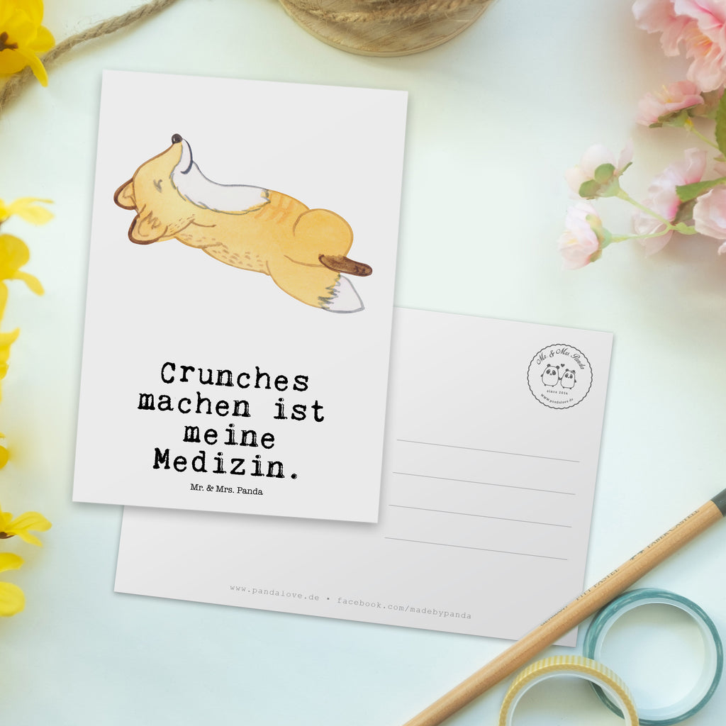 Postkarte Fuchs Crunches Medizin Geschenkkarte, Grußkarte, Karte, Einladung, Ansichtskarte, Geburtstagskarte, Einladungskarte, Dankeskarte, Geschenk, Sport, Sportart, Hobby, Schenken, Danke, Dankeschön, Auszeichnung, Gewinn, Sportler, Crunches, Fitness, Bauchpressen, Fitnessstudio