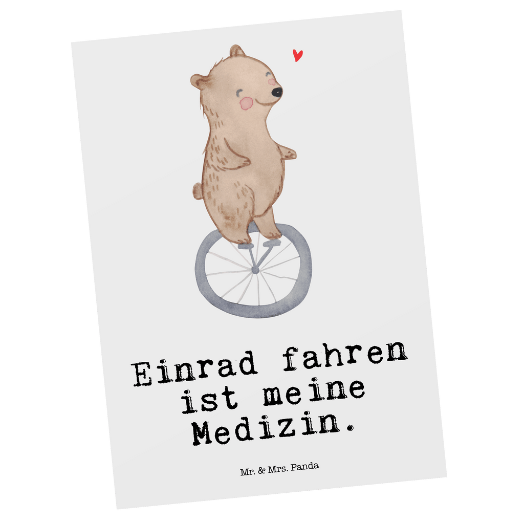 Postkarte Bär Einrad fahren Medizin Geschenkkarte, Grußkarte, Karte, Einladung, Ansichtskarte, Geburtstagskarte, Einladungskarte, Dankeskarte, Geschenk, Sport, Sportart, Hobby, Schenken, Danke, Dankeschön, Auszeichnung, Gewinn, Sportler, Einrad fahren