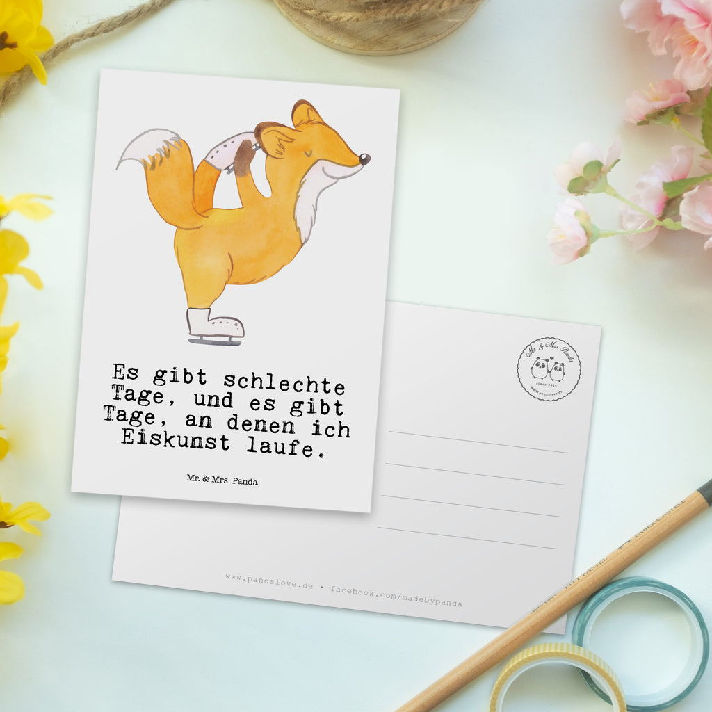 Postkarte Fuchs Eiskunstläufer Tage Geschenkkarte, Grußkarte, Karte, Einladung, Ansichtskarte, Geburtstagskarte, Einladungskarte, Dankeskarte, Geschenk, Sport, Sportart, Hobby, Schenken, Danke, Dankeschön, Auszeichnung, Gewinn, Sportler, Eiskunstläufer, Eiskunstläuferin, Eiskunst